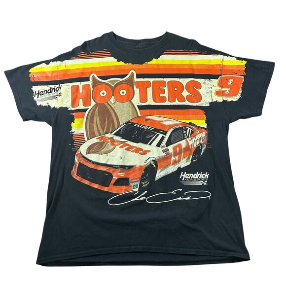 Vintage Chase Elliott NASCAR Hooters Graphic Shirt Men’s XL AOP Racing Y2K - Picture 2 of 9